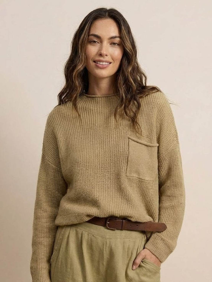 European Minimalism: Relaxed Sweater Top And Trouser Set brown image 3 