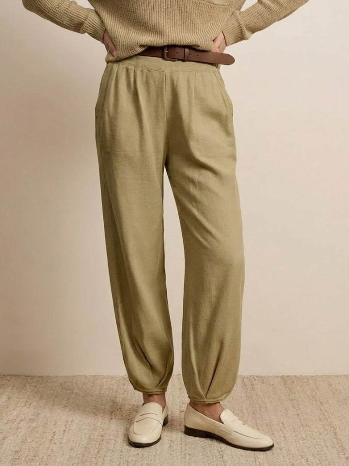 European Minimalism: Relaxed Sweater Top And Trouser Set brown image 4 