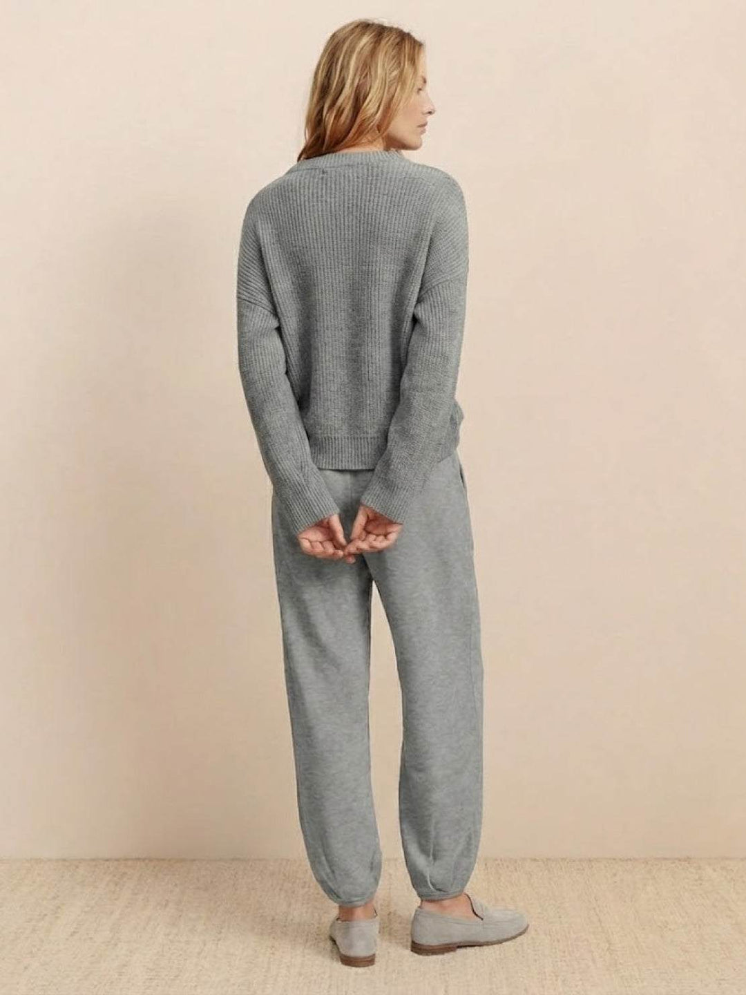 European Minimalism: Relaxed Sweater Top And Trouser Set gray image 2 