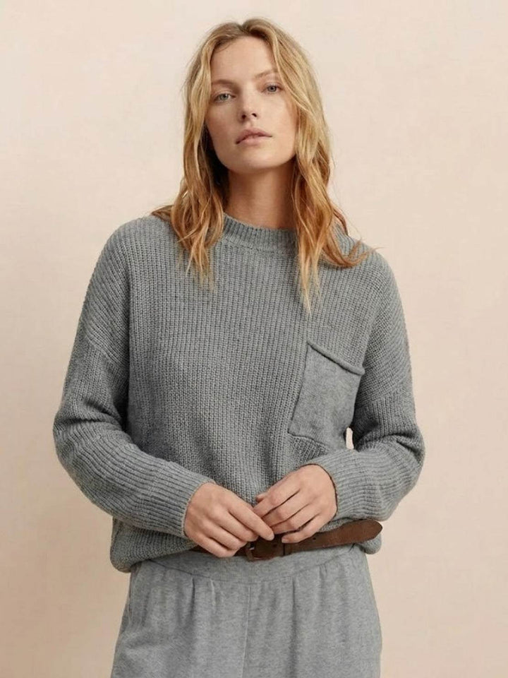 European Minimalism: Relaxed Sweater Top And Trouser Set gray image 3 