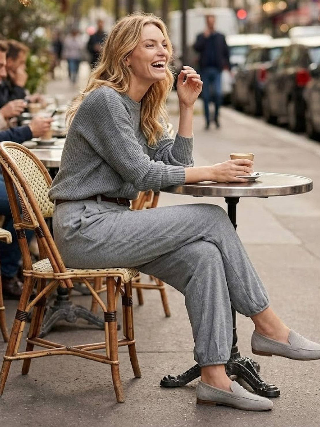 European Minimalism: Relaxed Sweater Top And Trouser Set gray image 6 