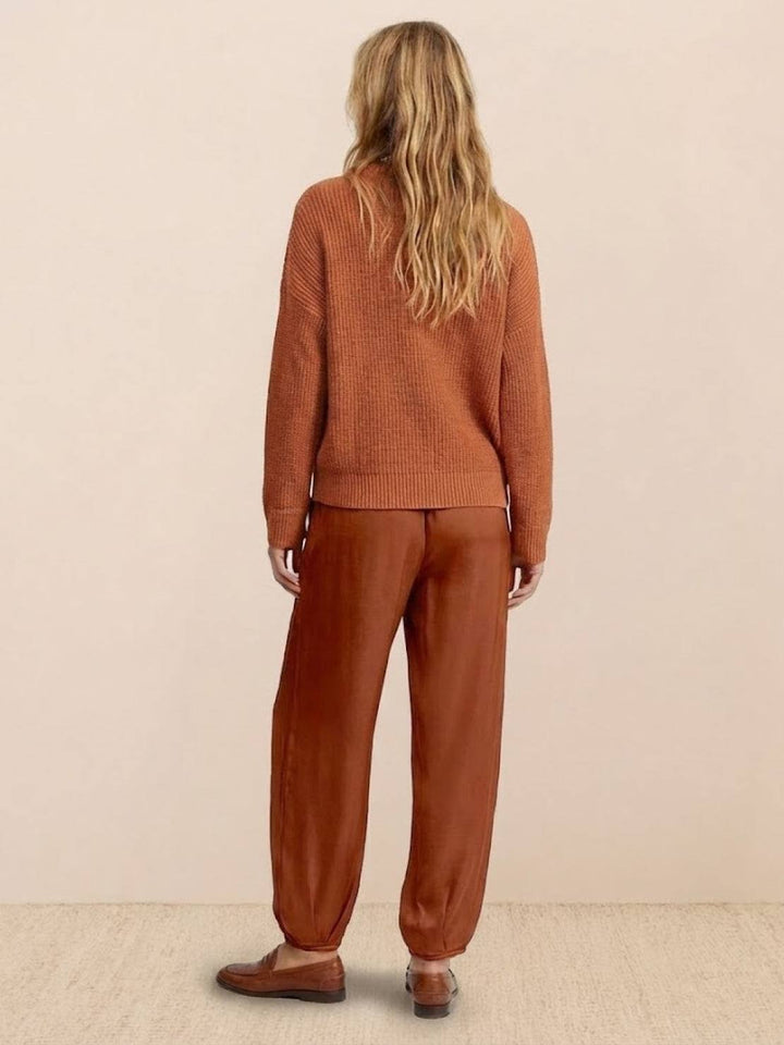 European Minimalism: Relaxed Sweater Top And Trouser Set rusty orange image 2 