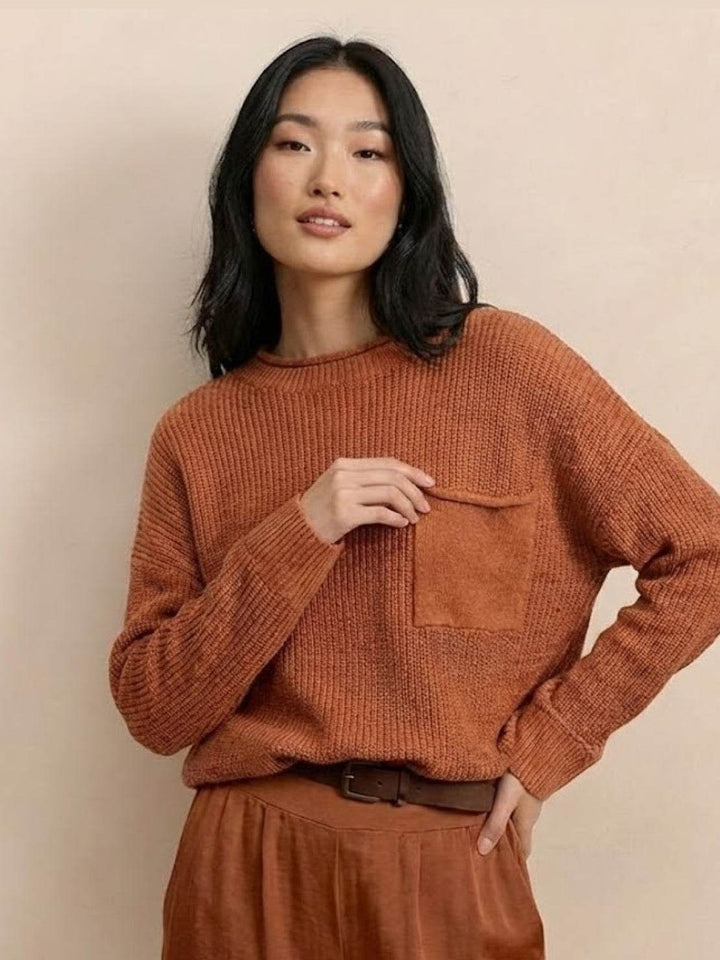 European Minimalism: Relaxed Sweater Top And Trouser Set rusty orange image 3 