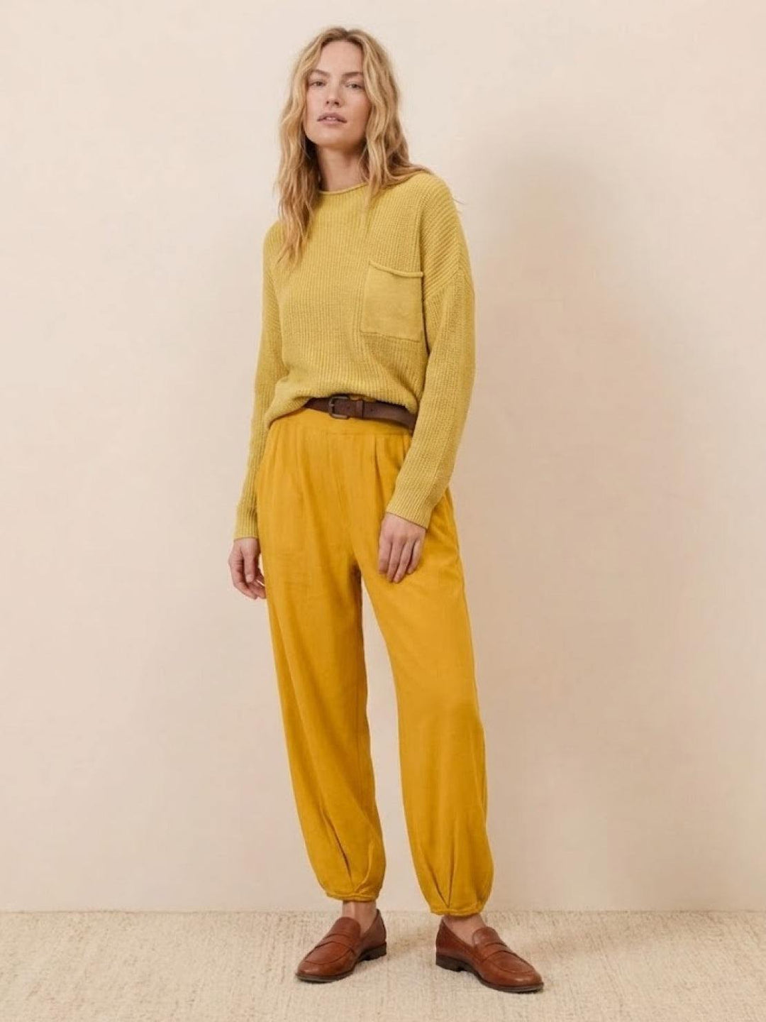 European Minimalism: Relaxed Sweater Top And Trouser Set yellow image 1 
