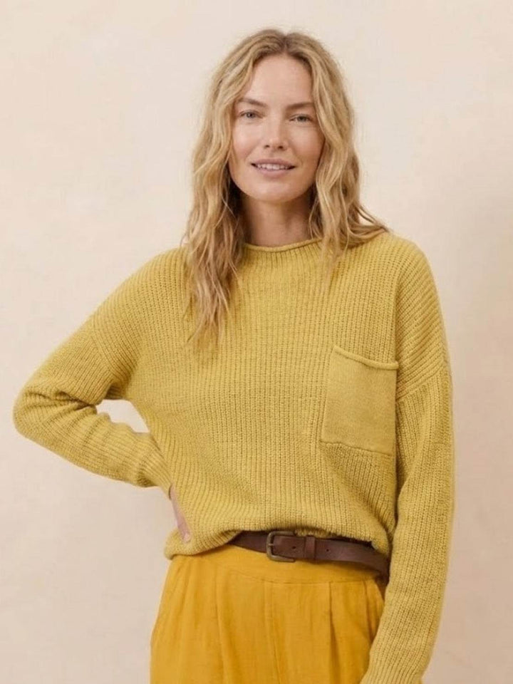 European Minimalism: Relaxed Sweater Top And Trouser Set yellow image 3 