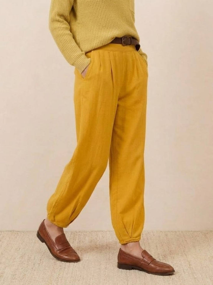 European Minimalism: Relaxed Sweater Top And Trouser Set yellow image 4 