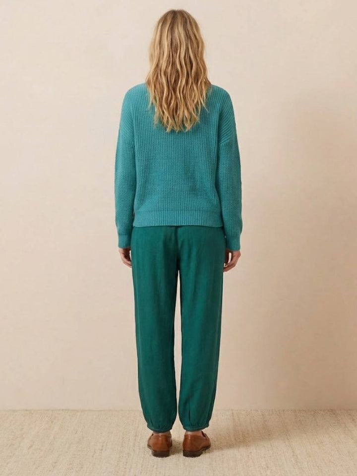 European Minimalism: Relaxed Sweater Top And Trouser Set turquoise image 2 