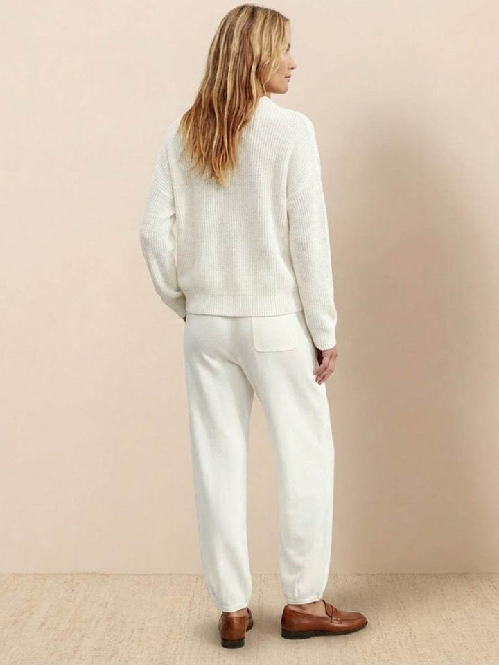 European Minimalism: Relaxed Sweater Top And Trouser Set white image 2 