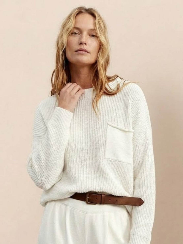 European Minimalism: Relaxed Sweater Top And Trouser Set white image 3 