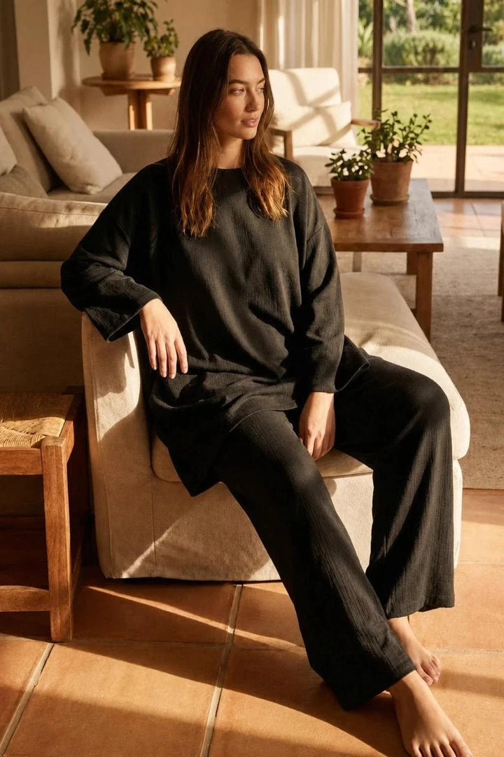 Everyday Fashion Loose Fit Two-Piece Matching Set black image 2 