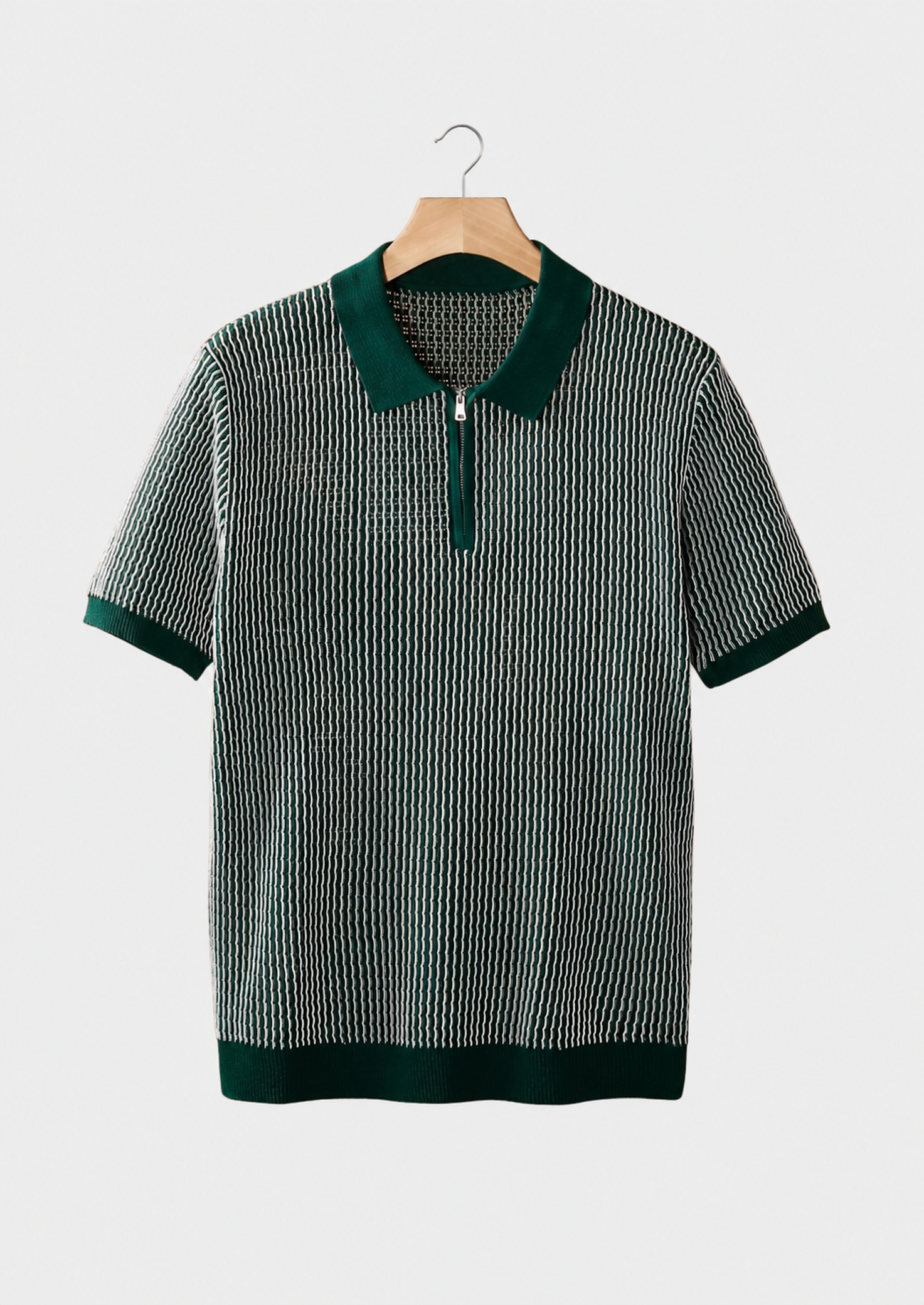 The Geometric Textured Zip Polo