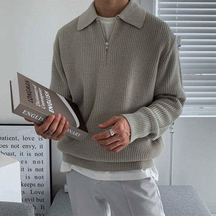 TEXTURED OVERSIZED ZIP-FRONT POLO