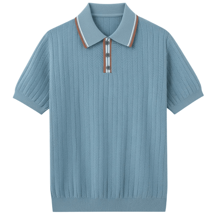 HERRINGBONE KNIT CONTRAST POLO