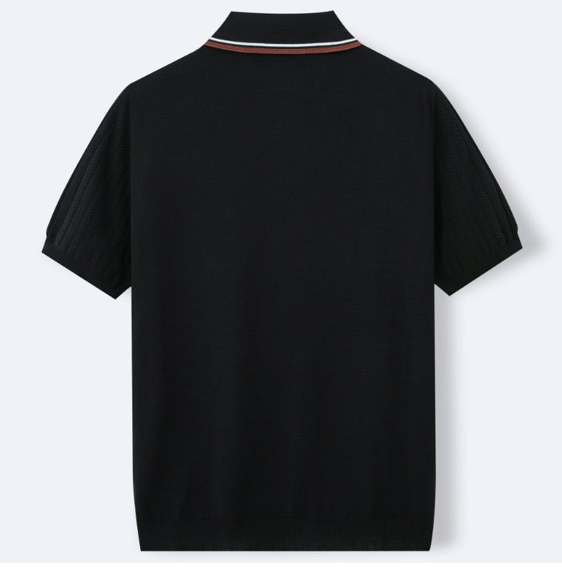 HERRINGBONE KNIT CONTRAST POLO