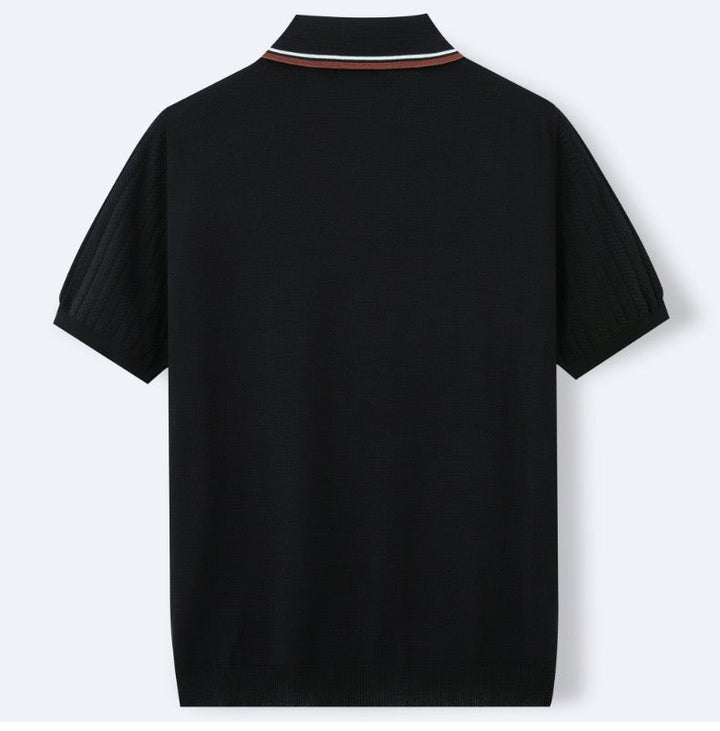 HERRINGBONE KNIT CONTRAST POLO