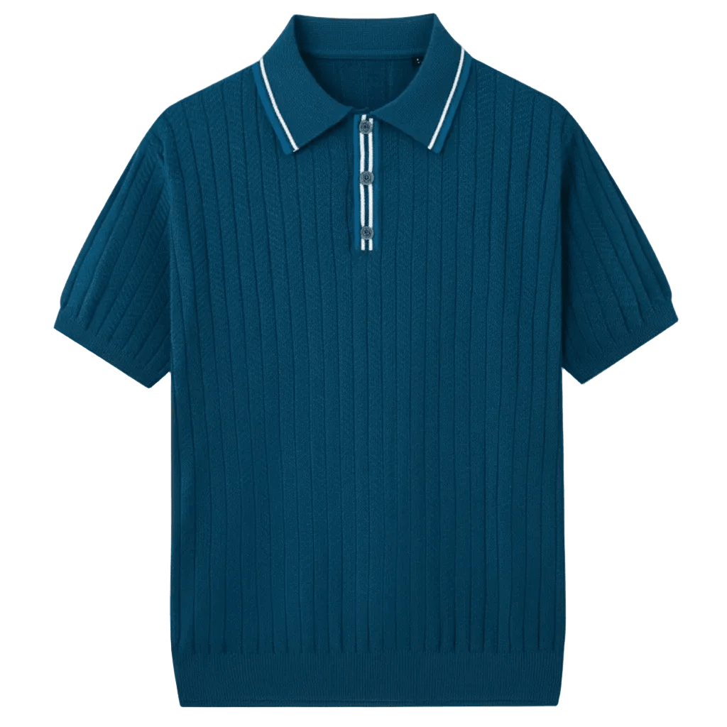 HERRINGBONE KNIT CONTRAST POLO