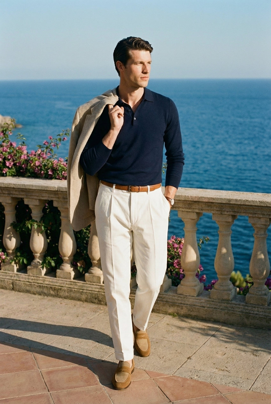 Old Money Solid Color Woolen Button Polo Sweater
