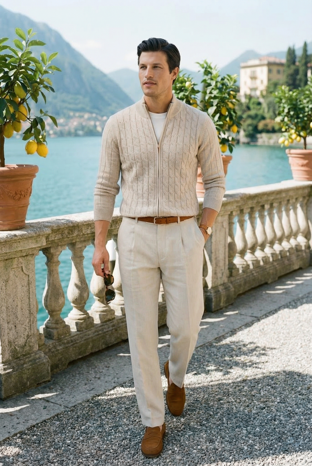 Old Money Slim Fit Long Sleeve Cable Knit Elegant Cardigan