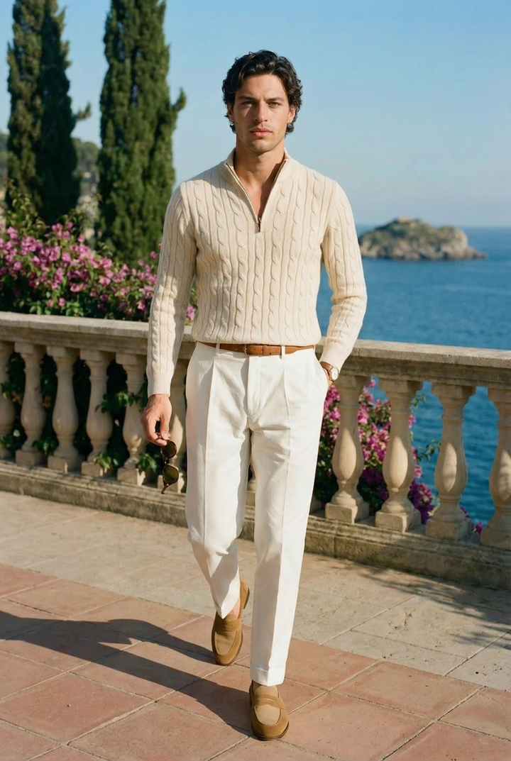 Old Money Premium Cotton Cable Knit Sweater