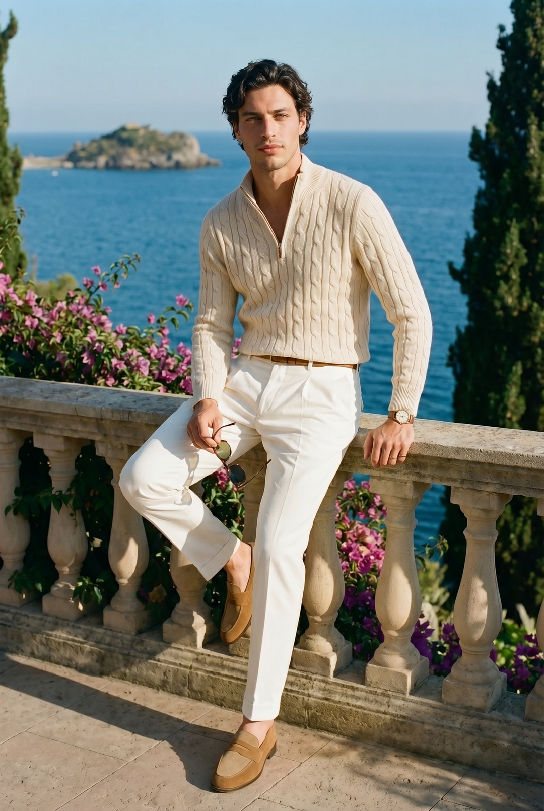 Old Money Premium Cotton Cable Knit Sweater