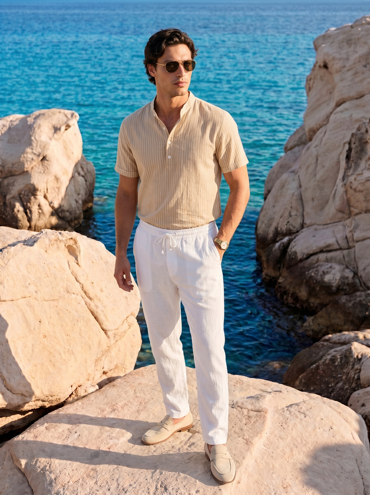 Old Money Linen Drawstring Casual Trousers