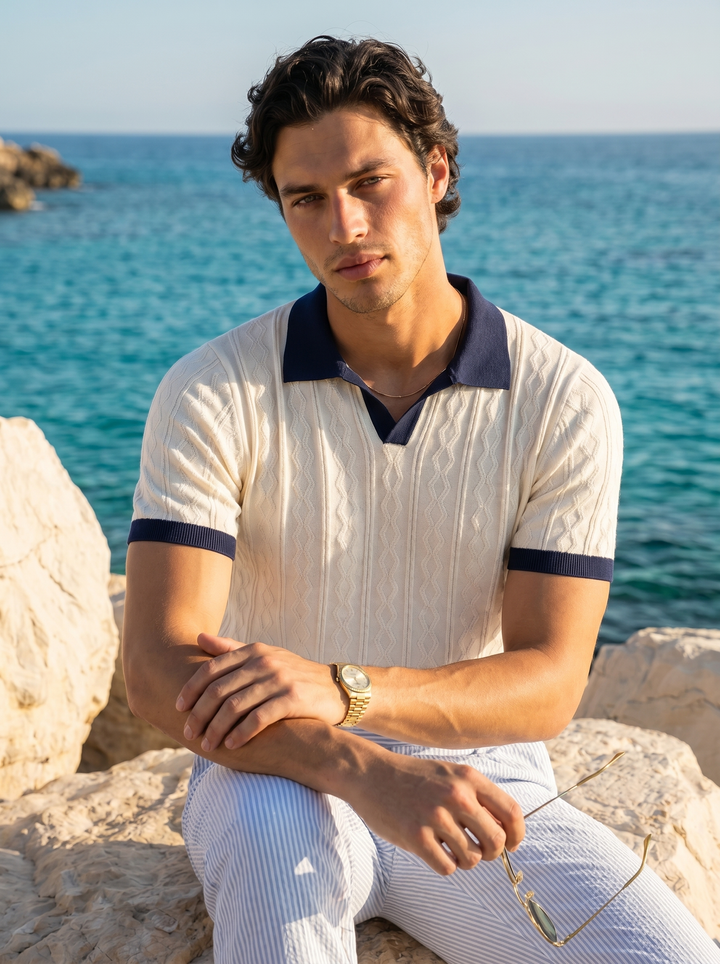 Old Money Diamond Knit Polo