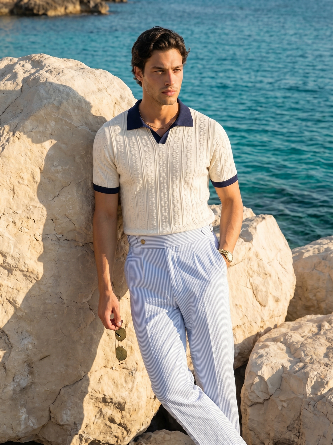 Old Money Diamond Knit Polo