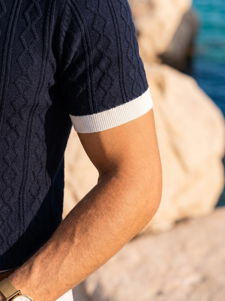 Old Money Diamond Knit Polo