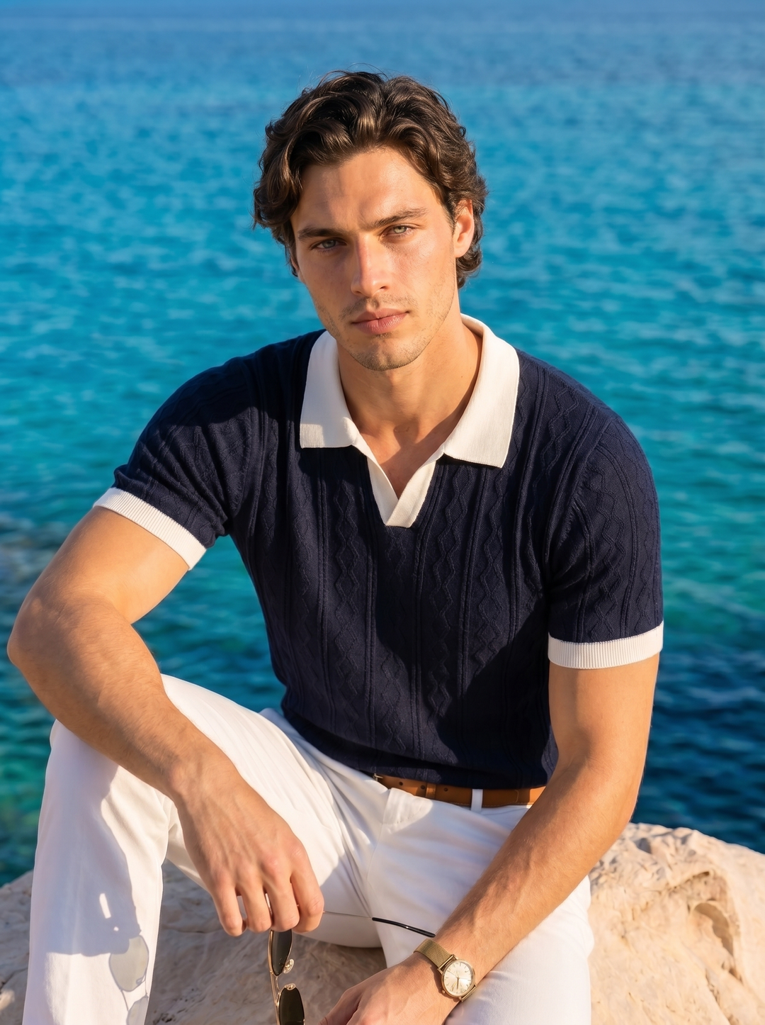 Old Money Diamond Knit Polo