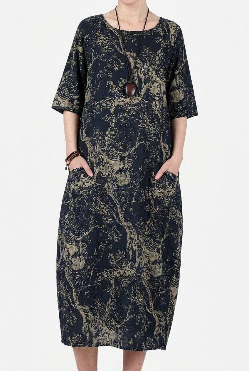 Japanese Porcelain Print Dress