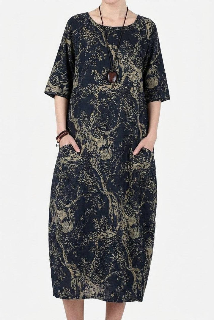 Japanese Porcelain Print Dress