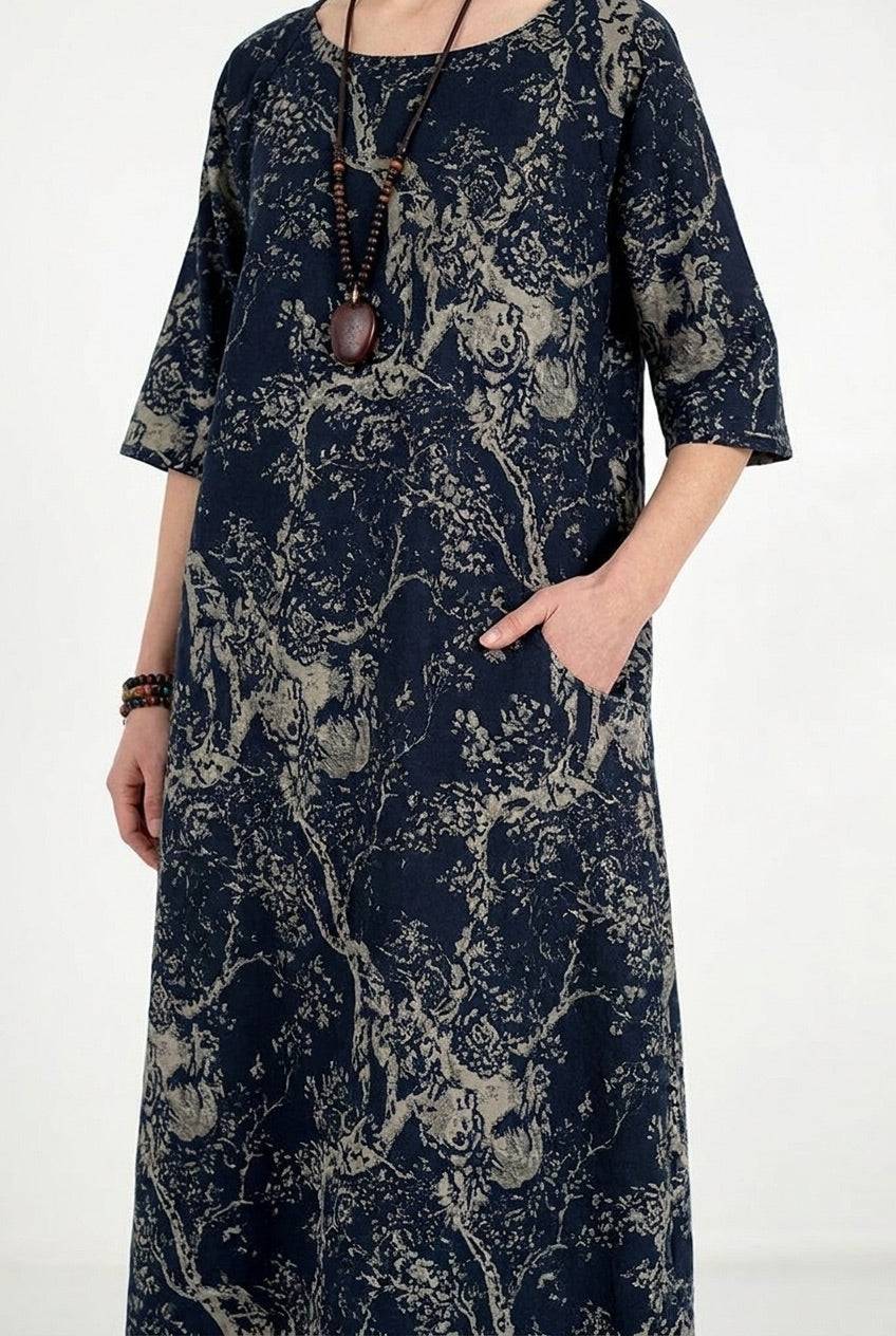 Japanese Porcelain Print Dress
