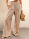 High-Waist Cotton Linen Palazzo Pants