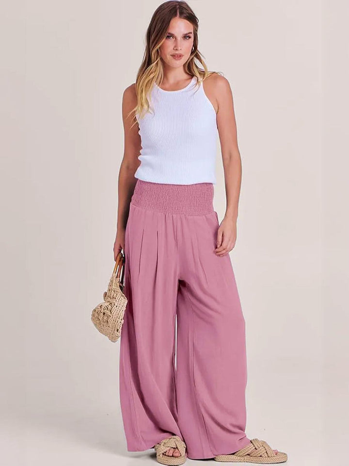 High-Waist Cotton Linen Palazzo Pants lightpink image 3 