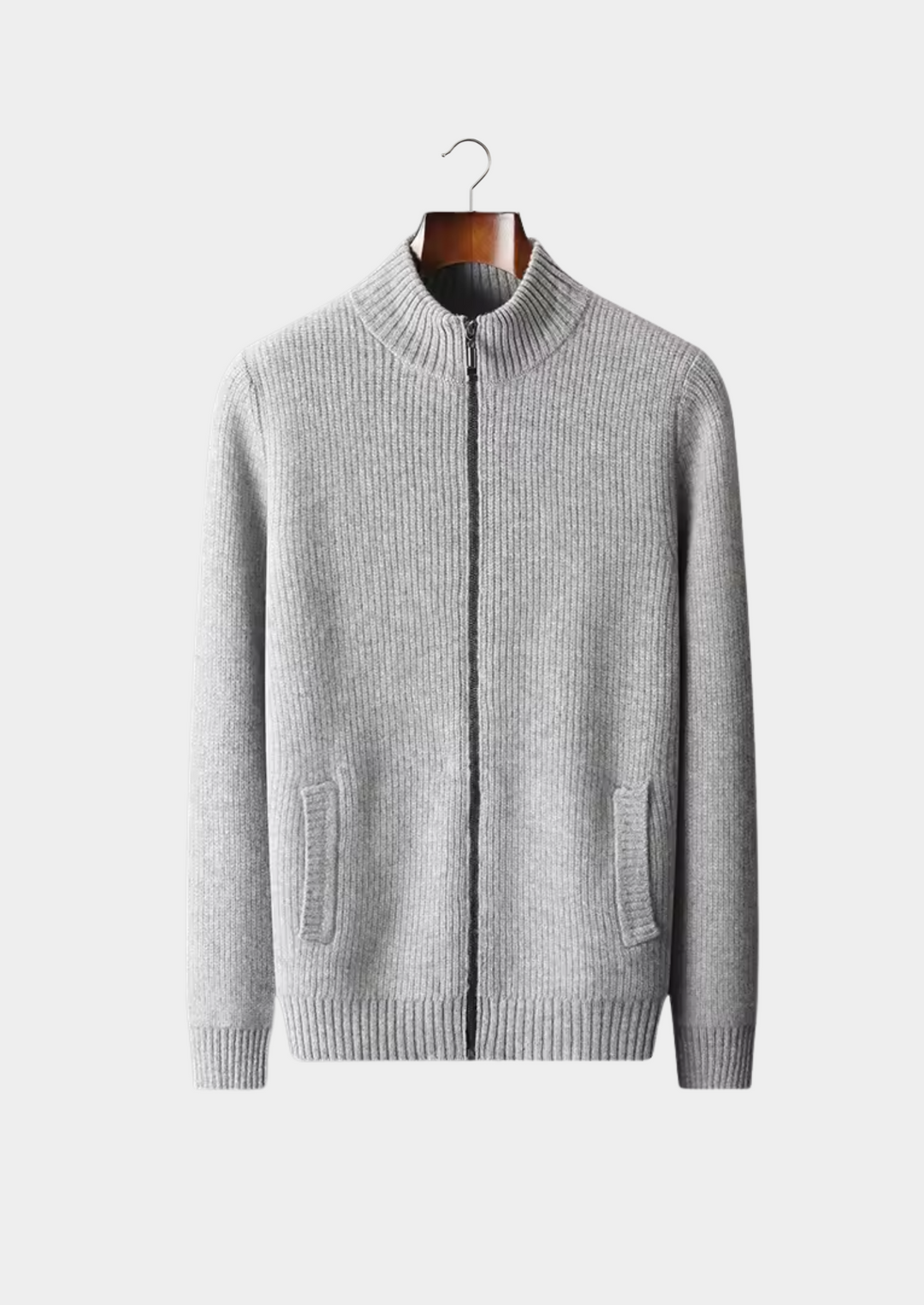 Pure Merino Ribbed Cardigan light gray image 1 #color_light-gray