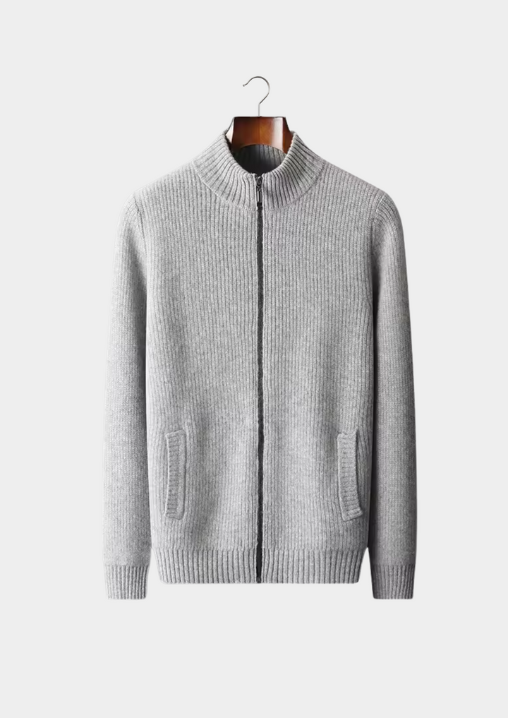 Pure Merino Ribbed Cardigan light gray image 1 #color_light-gray