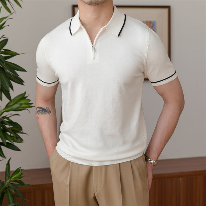 KNITTED QUARTER ZIP GOLF POLO