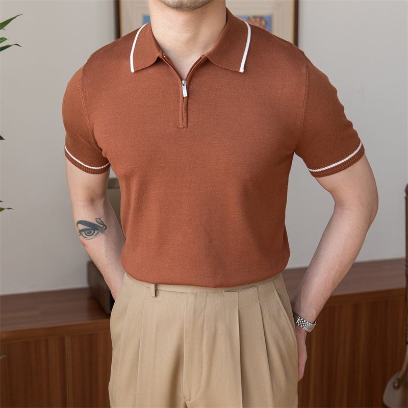 KNITTED QUARTER ZIP GOLF POLO