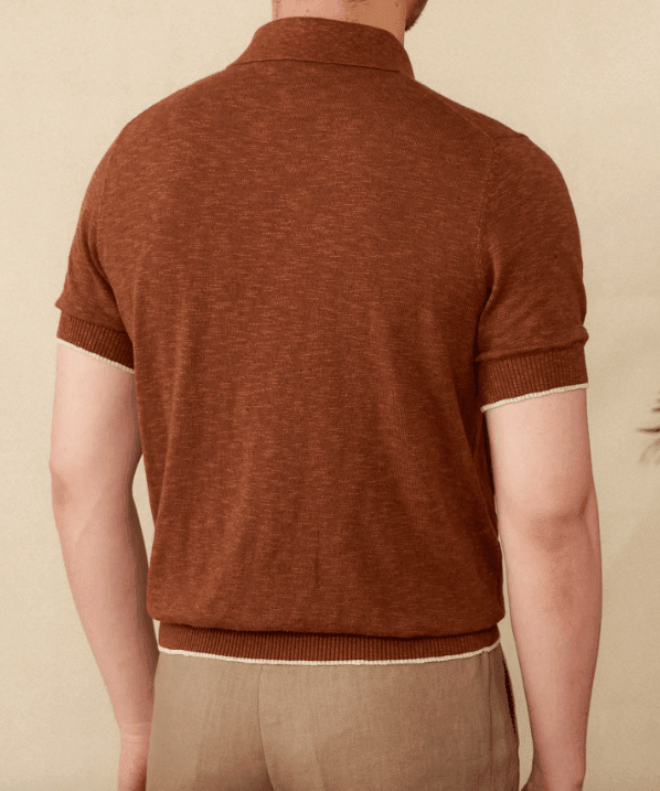 LINEN-BLEND THREE-BUTTON RIBBED POLO