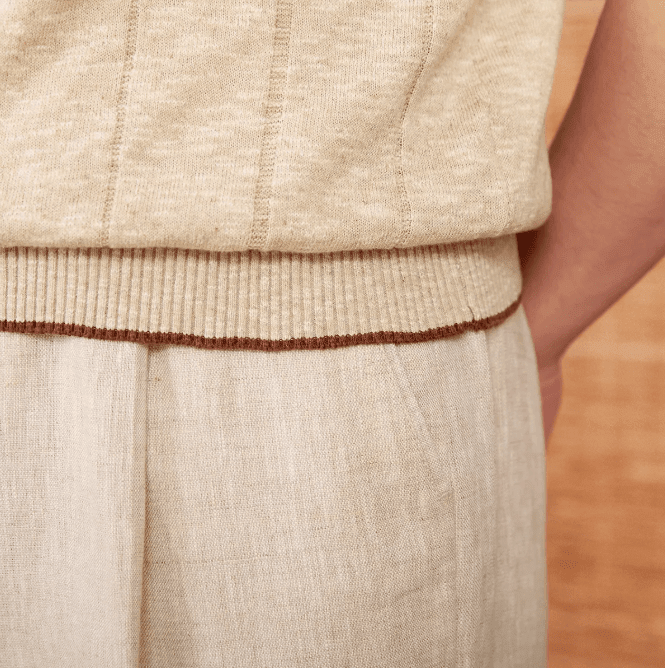 LINEN-BLEND THREE-BUTTON RIBBED POLO