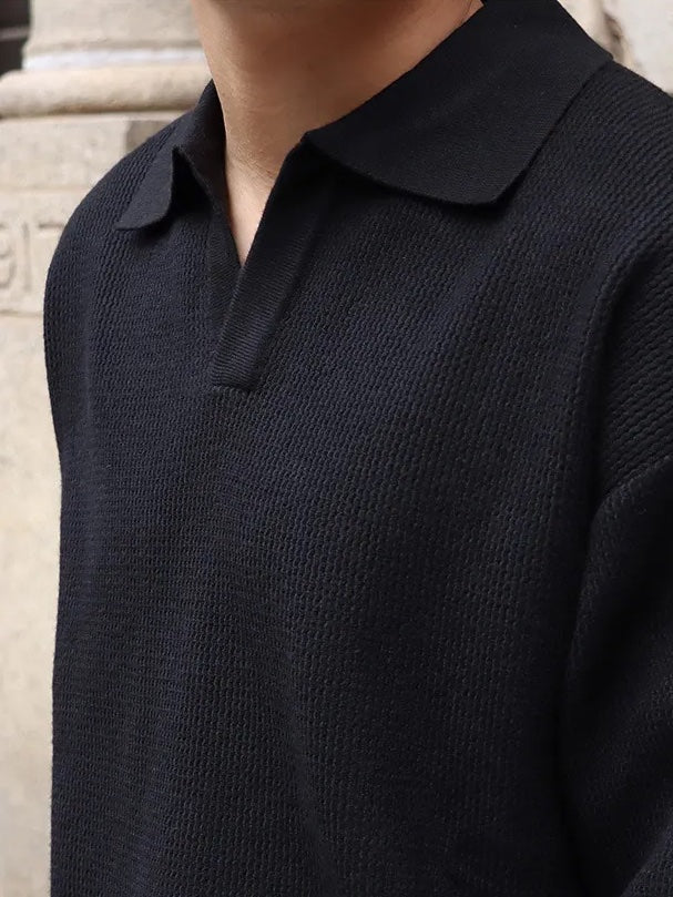 LONG SLEEVE BUTTONLESS V-NECK POLO