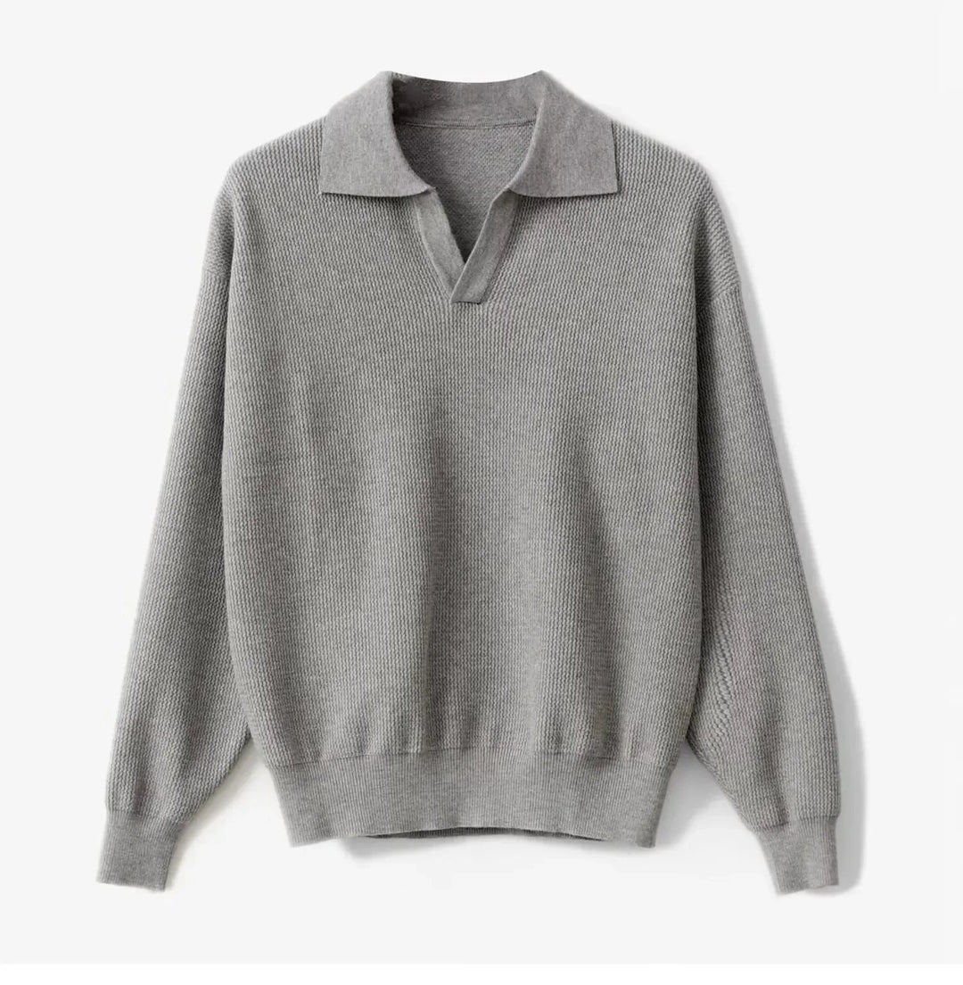 LONG SLEEVE BUTTONLESS V-NECK POLO