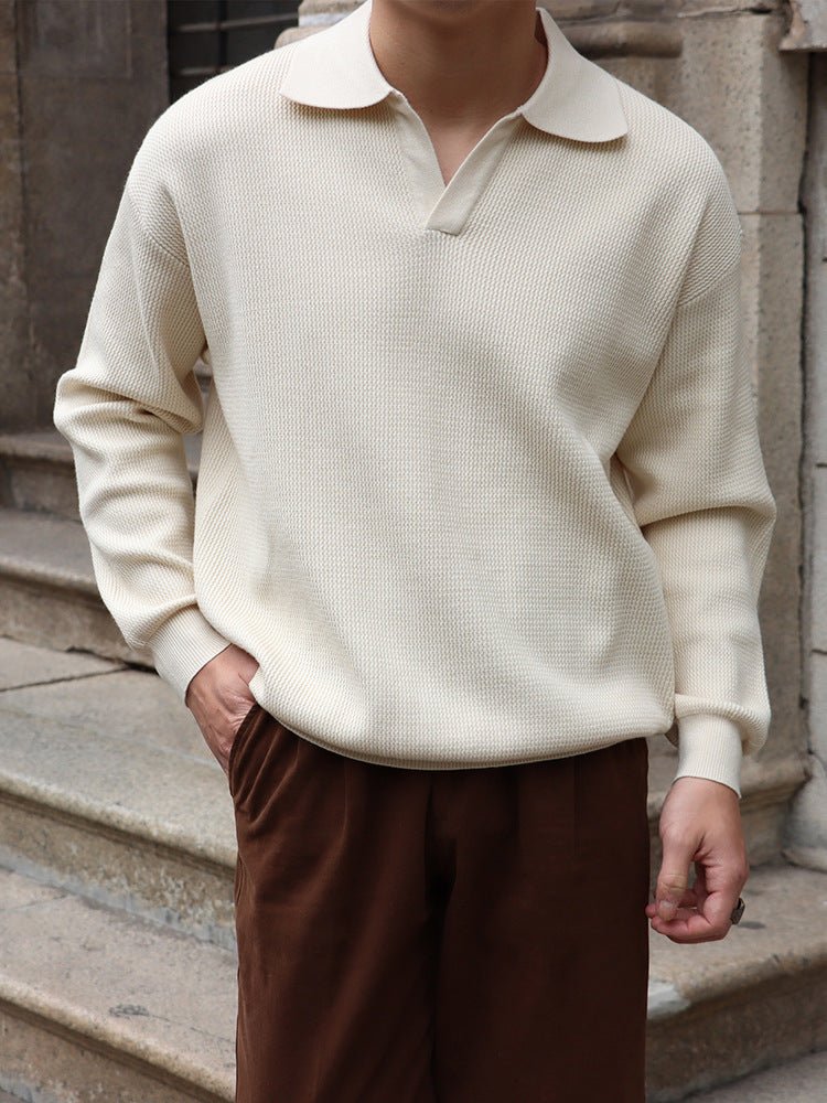 LONG SLEEVE BUTTONLESS V-NECK POLO