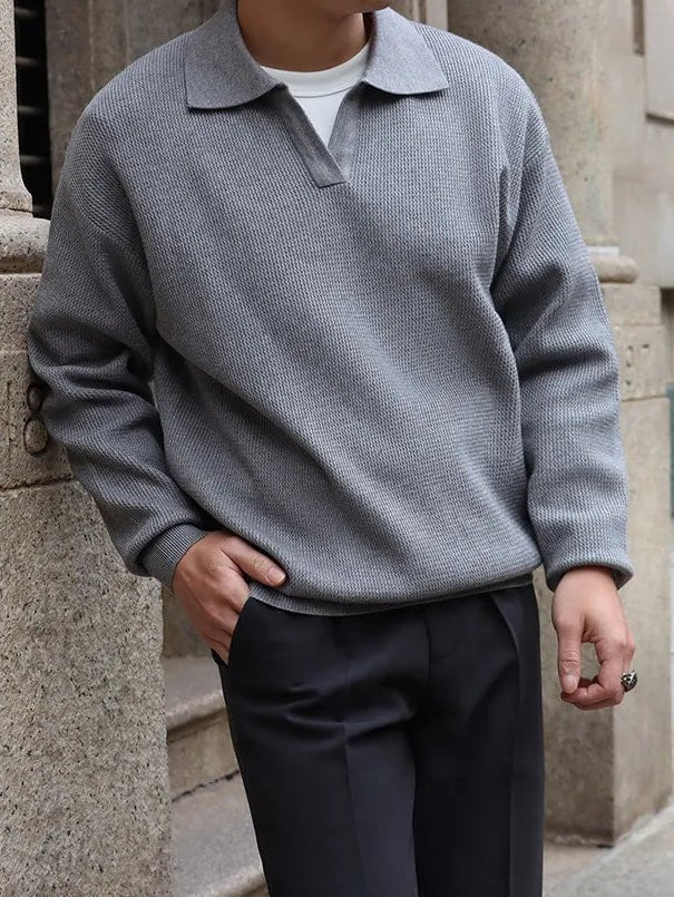 LONG SLEEVE BUTTONLESS V-NECK POLO