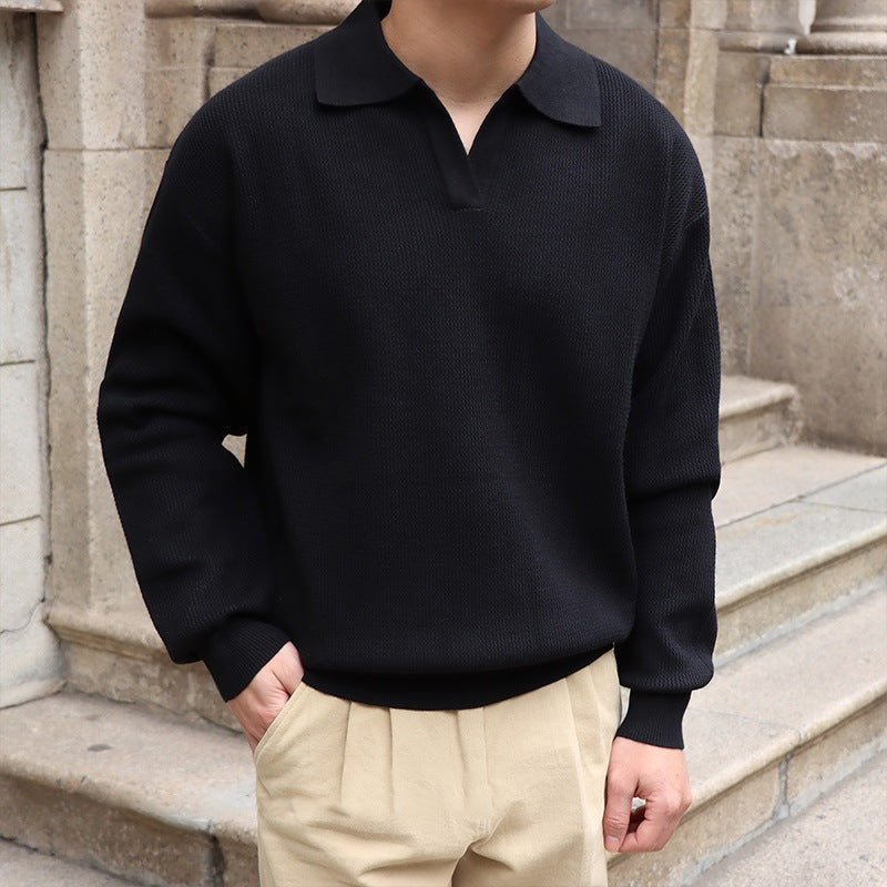 LONG SLEEVE BUTTONLESS V-NECK POLO
