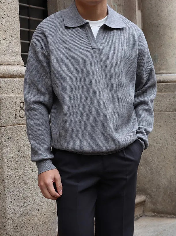 LONG SLEEVE BUTTONLESS V-NECK POLO