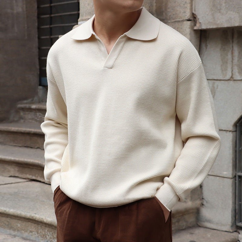 LONG SLEEVE BUTTONLESS V-NECK POLO