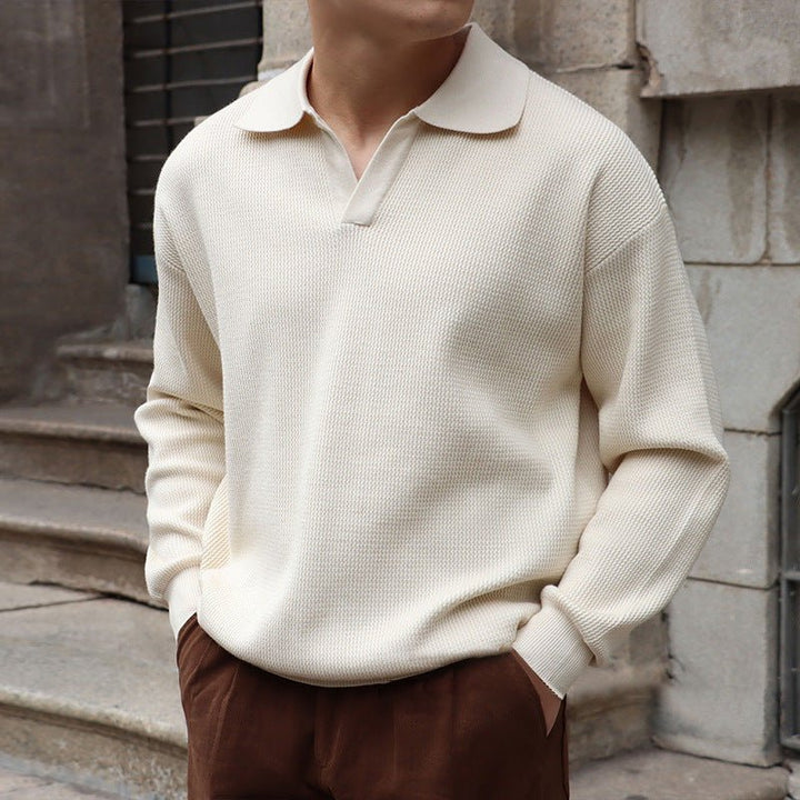 LONG SLEEVE BUTTONLESS V-NECK POLO