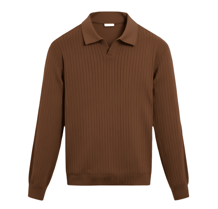 LONG SLEEVE RIBBED KNIT POLO