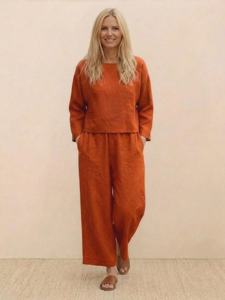 Loose Solid Color Two-Piece Set rusty orange image 1 